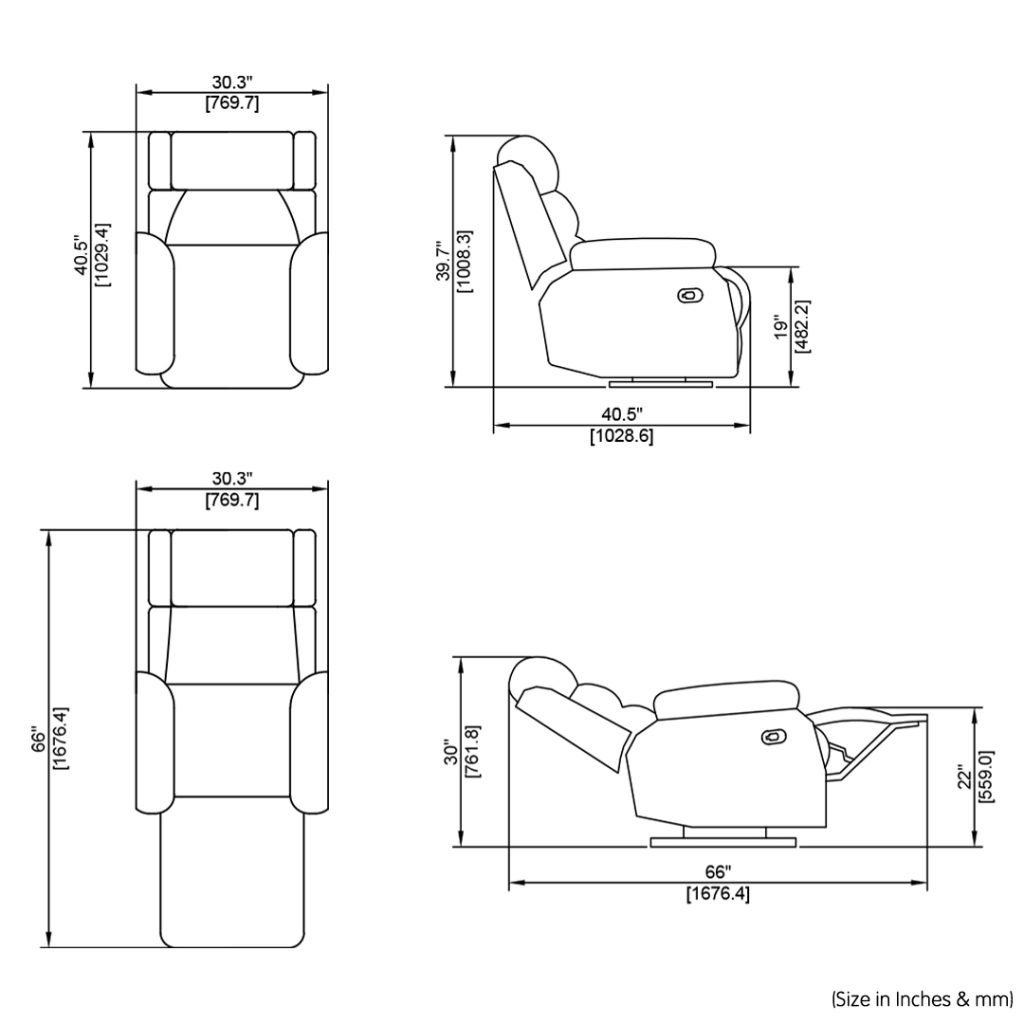Single Seater Fabric Recliner Chair - Contour Plus