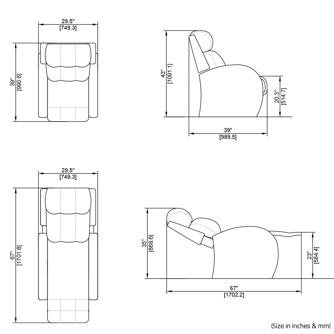 Single Seater Recliner Chair Pushback StyleR3 Recliner Sofa