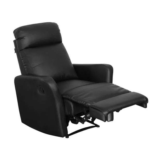 Sleek Black PVC Manual Single Seater Recliner Chair