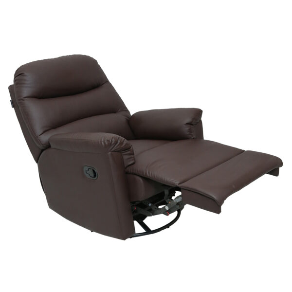 Single Seater Wave Recliner Chair - Swivel Glider Brown