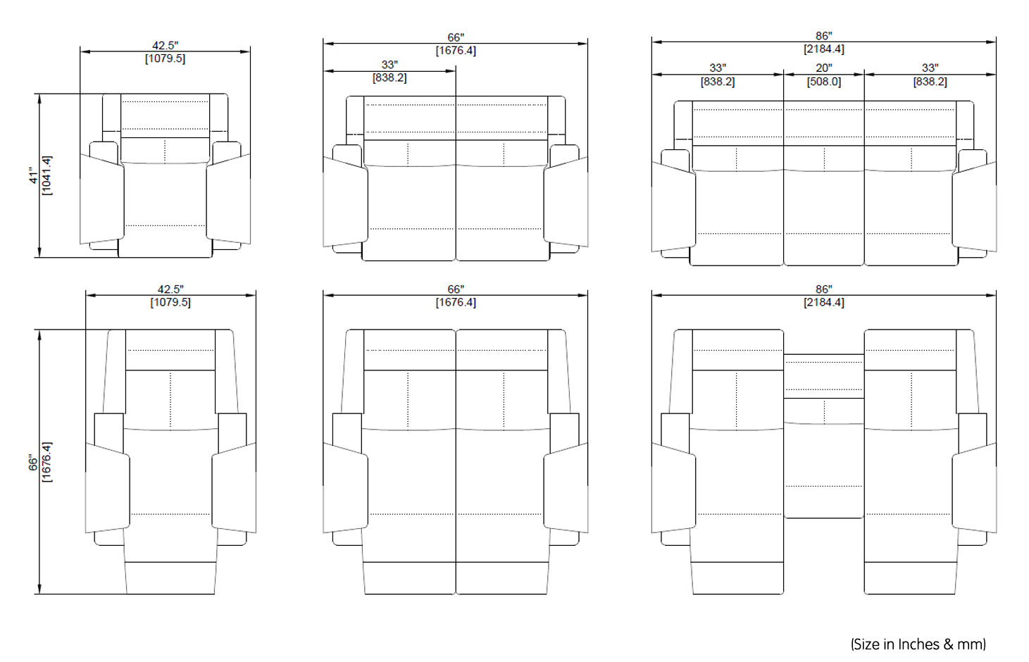 Recliner Sofa Lazino Dimension