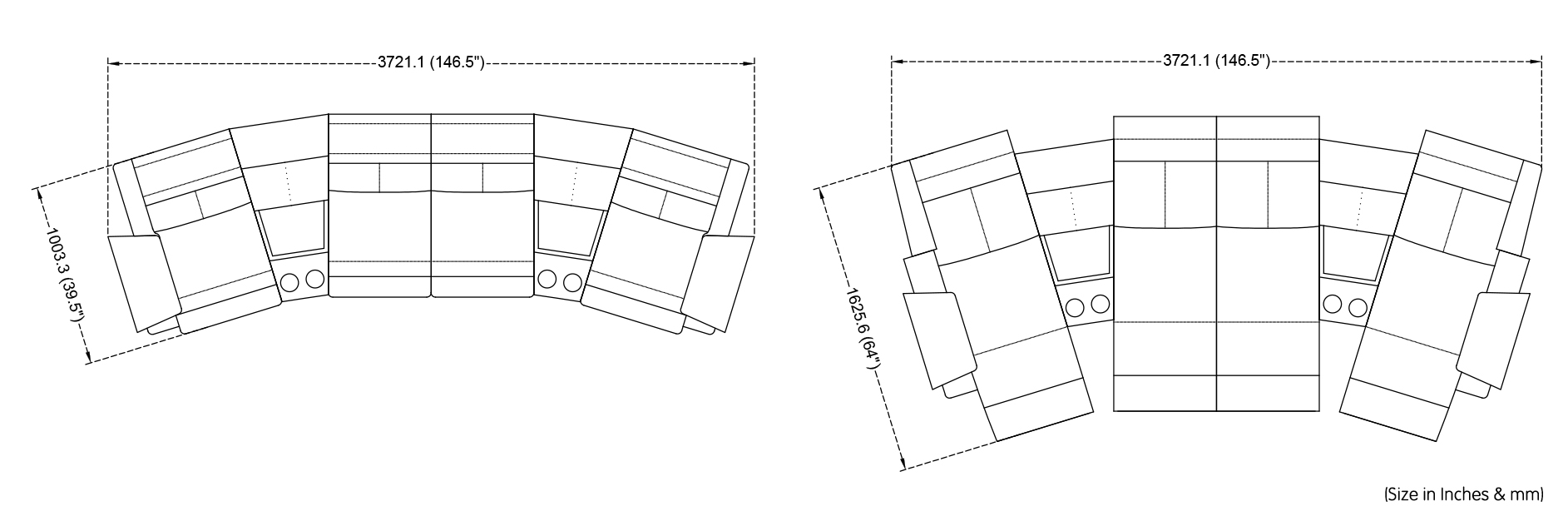 Sectional Curve Recliner Sofa Dimension Florance