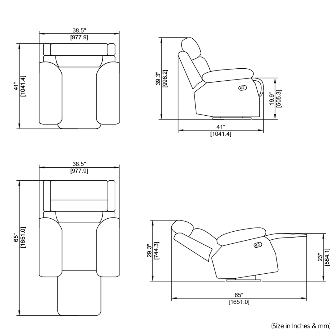 Single Seater Manual Rocker Recliner Dimension Chair Easyon