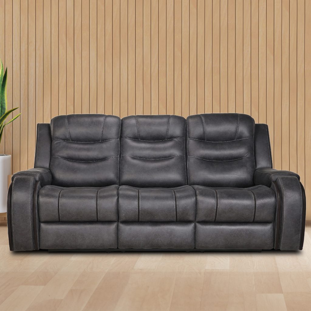 Three Seater Motorized Living Room Recliner Sofa, Three Seater Motorized Recliner Sofa with Adjustable Power Headrest - Silk Grey, living room recliners, electric recliner sofa set, 3 seater fabric recliner sofa, 3 seat recliner, recliner sofa 3 seater