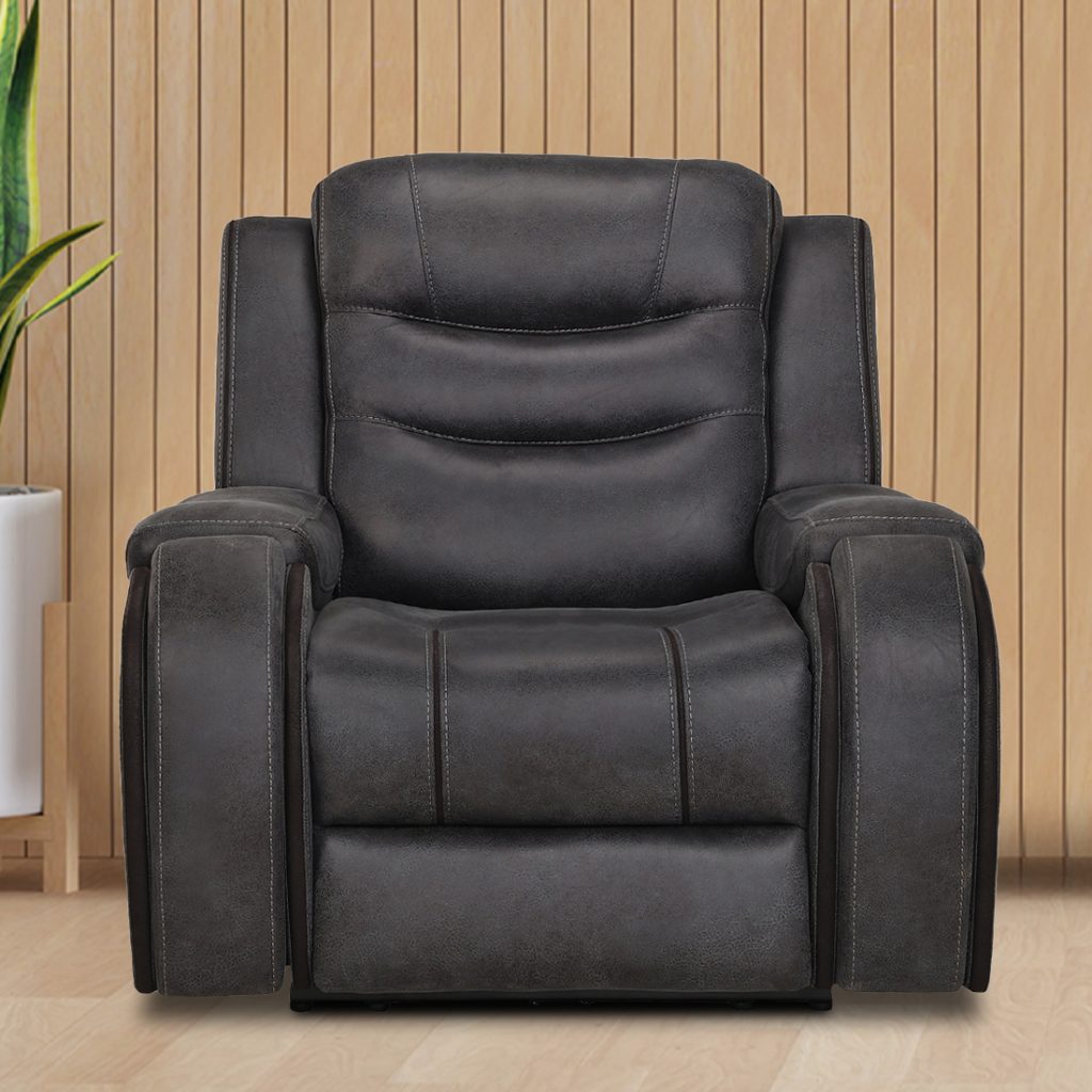 One Seater Power Recliner Sofa - Silk Grey, Powered recliner sofa