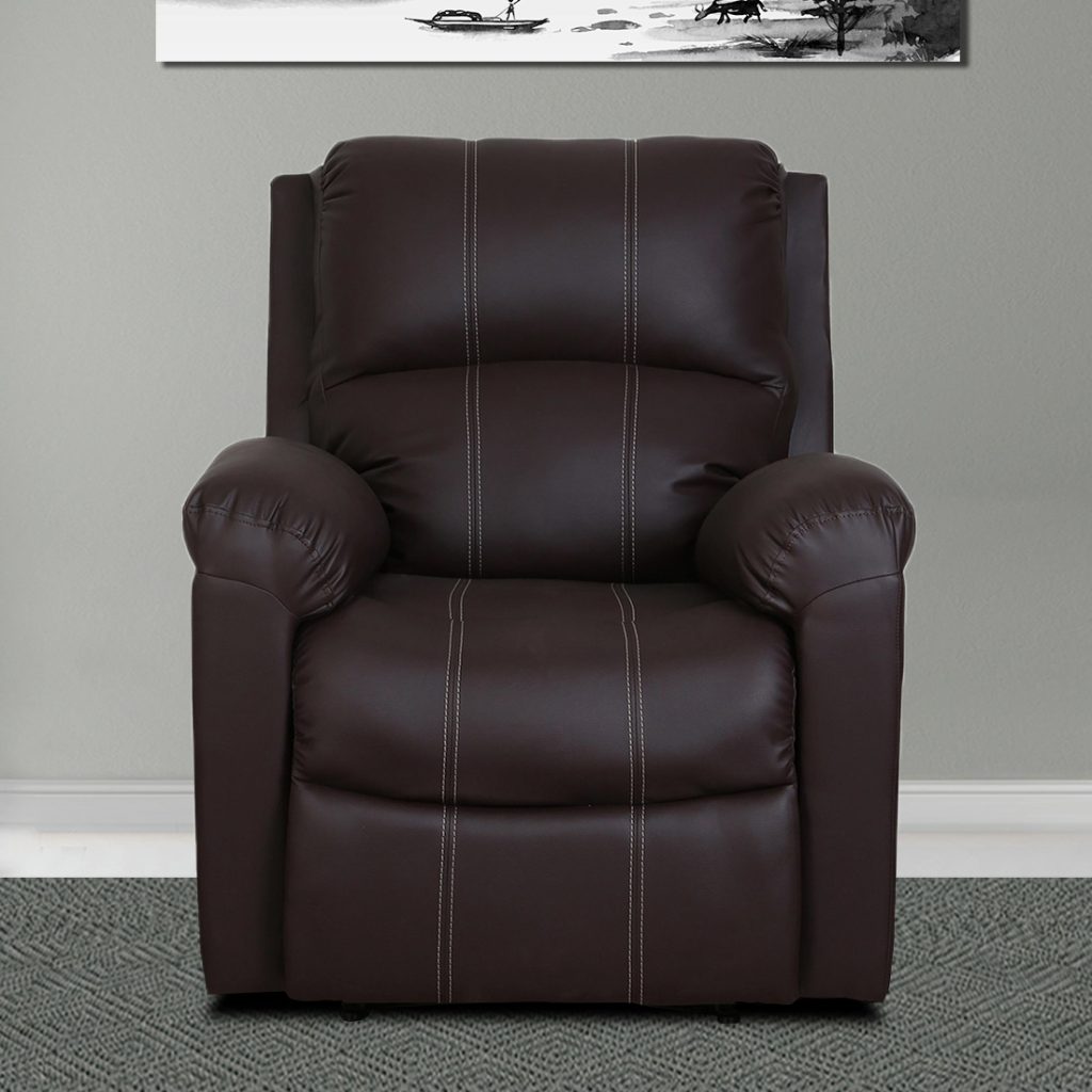 Single Seater Manual Recliner Chair - Spino Brown, Recliner Sofa, Recliner Chair, Living Room Recliner, Single Seater Recliner, Manual Recliner Sofa, Luxury Recliner Sofa, PVC Recliner Chair