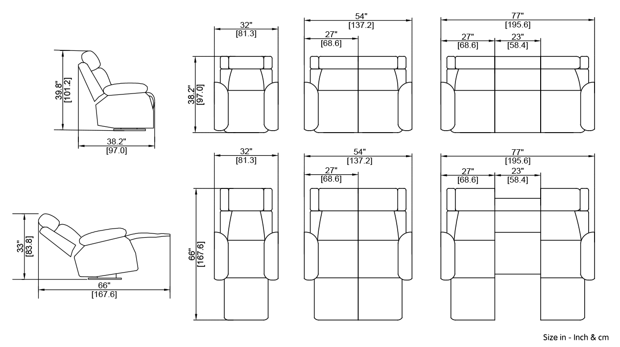 Curve Recliner Dimension