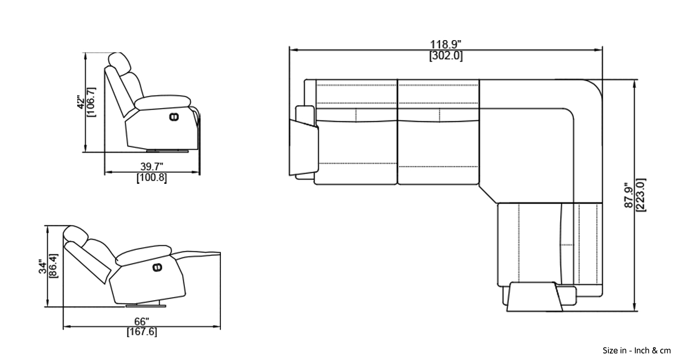 Royal TV Set Recliner Dimension